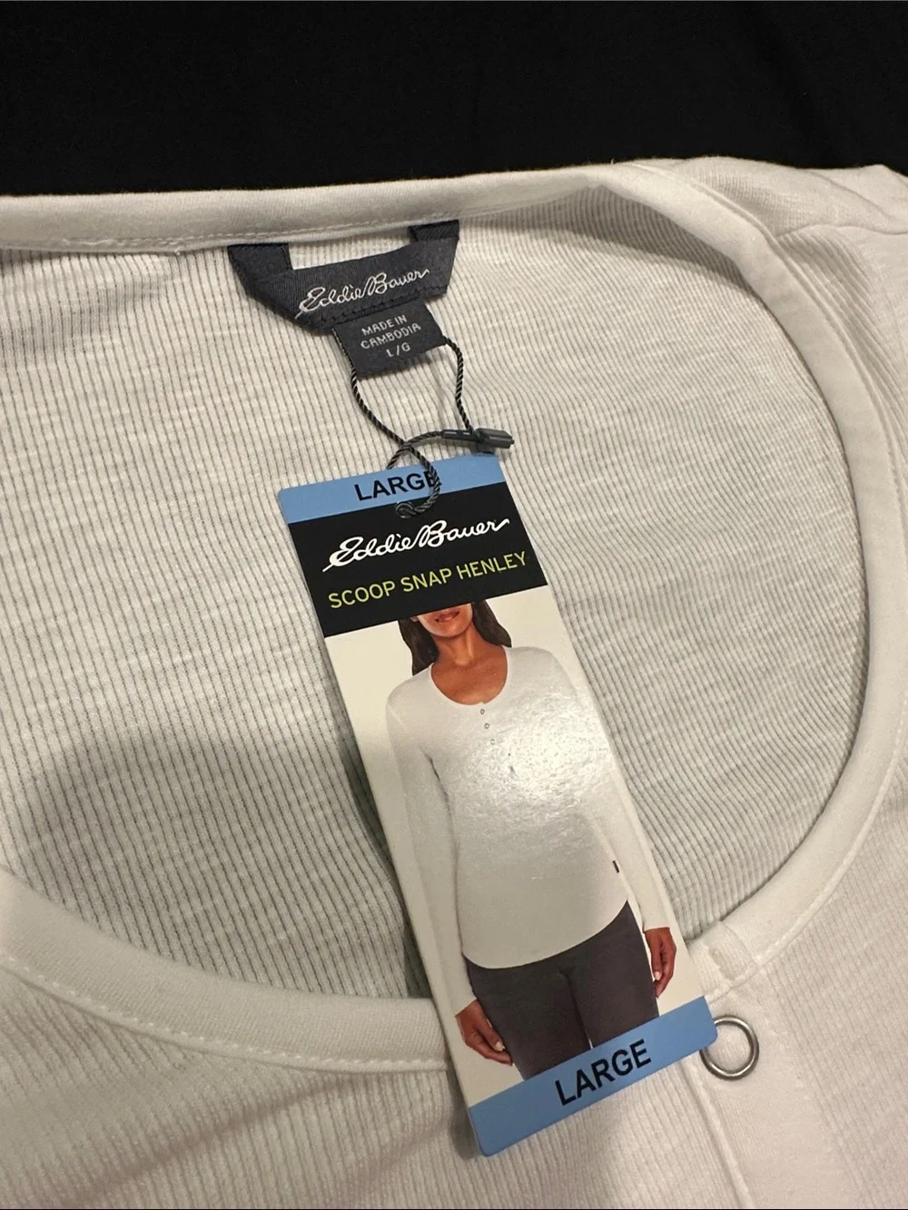 Eddie Bauer White Long-Sleeve Henley Top